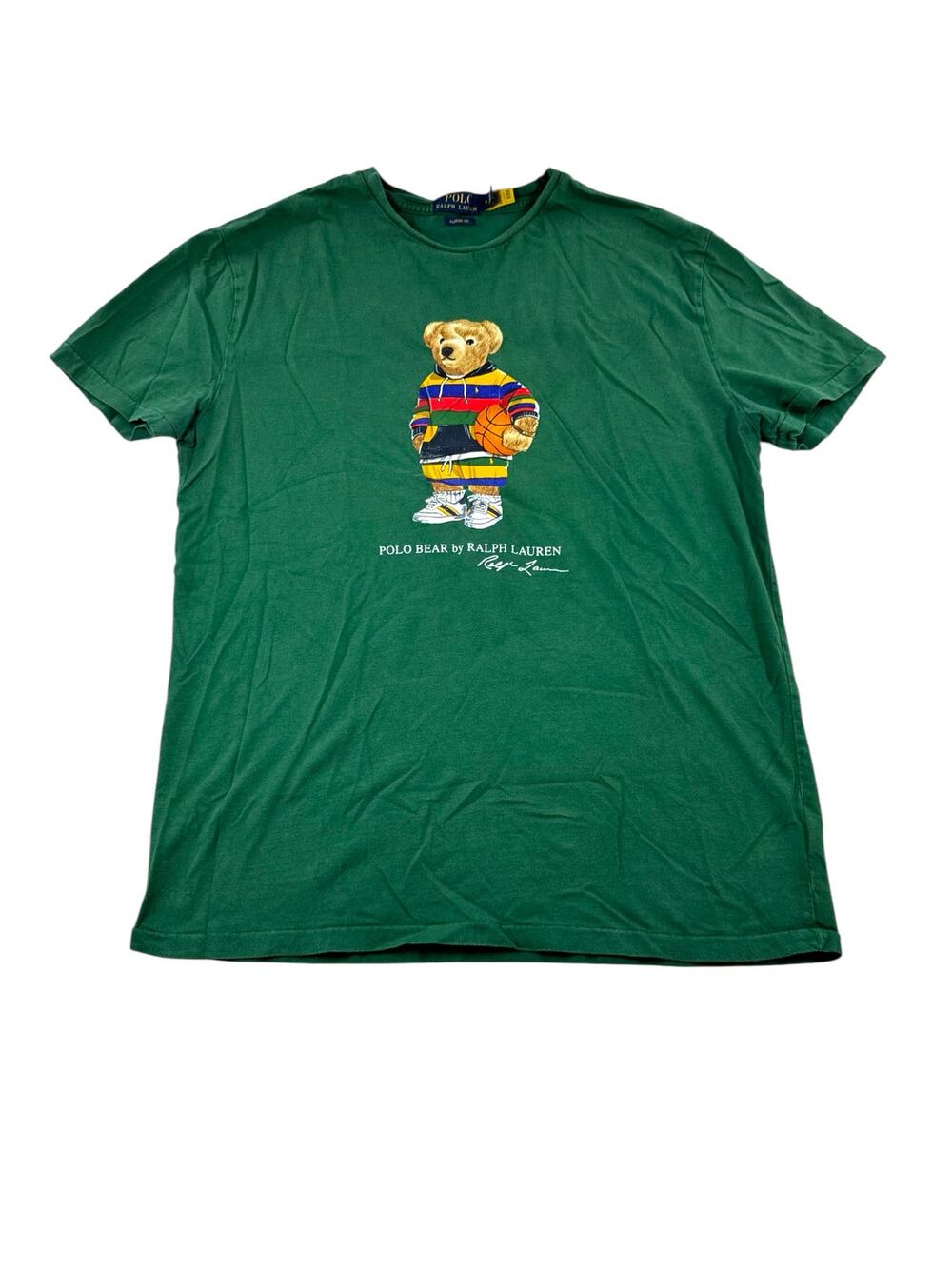Polo Ralph Lauren Bear T Shirt M Iconic Mascot Basketball Green Short Sleeve